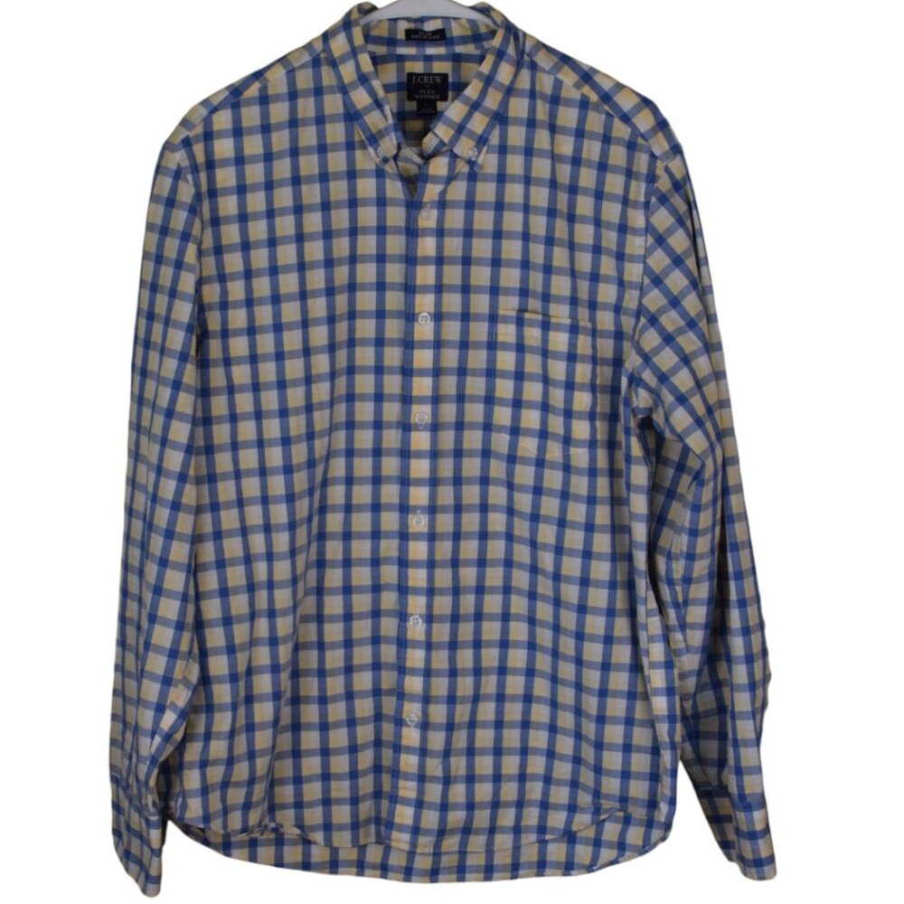 J.Crew Yellow/Blue Plaid Slim Untucked Button Down Shirt Career Business Casual
